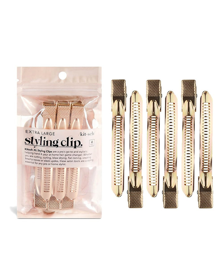 XL Alligator Hair Clips for Styling & Sectioning - Alluminum Duck Billed Hair Clips for Long Hair | Hair Styling Clips | Roller Clips for Short Hair | 6 pc (Gold)