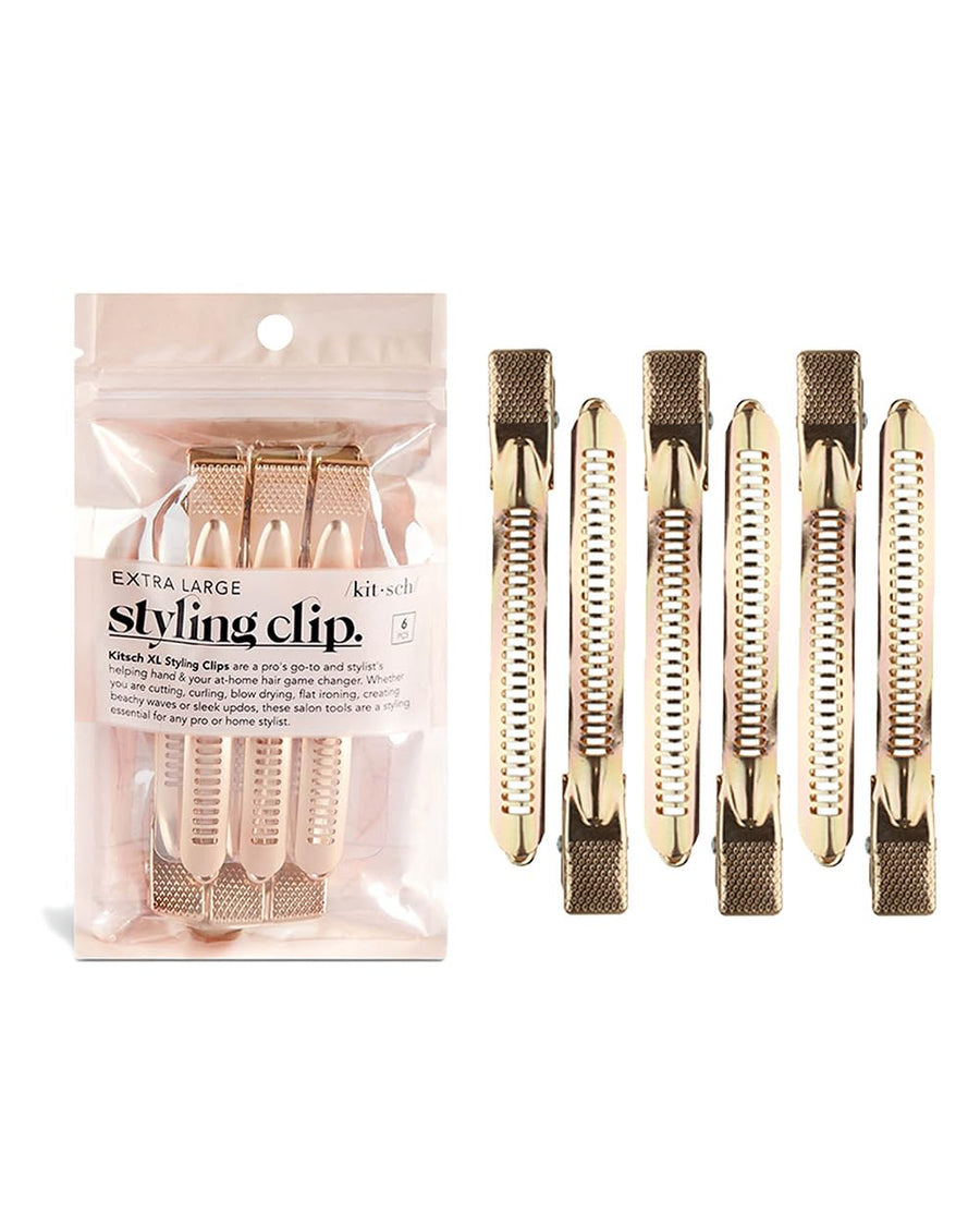 XL Alligator Hair Clips for Styling & Sectioning - Alluminum Duck Billed Hair Clips for Long Hair | Hair Styling Clips | Roller Clips for Short Hair | 6 pc (Gold)