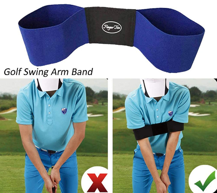 Golf Swing Training Aid Arm Band Trainer Impact Ball Inflator Assist 4 Pack Trainer Equipment Posture Motion Correction Aids Set for Men Women Golfer Beginner Practice (4 Pack Blue)