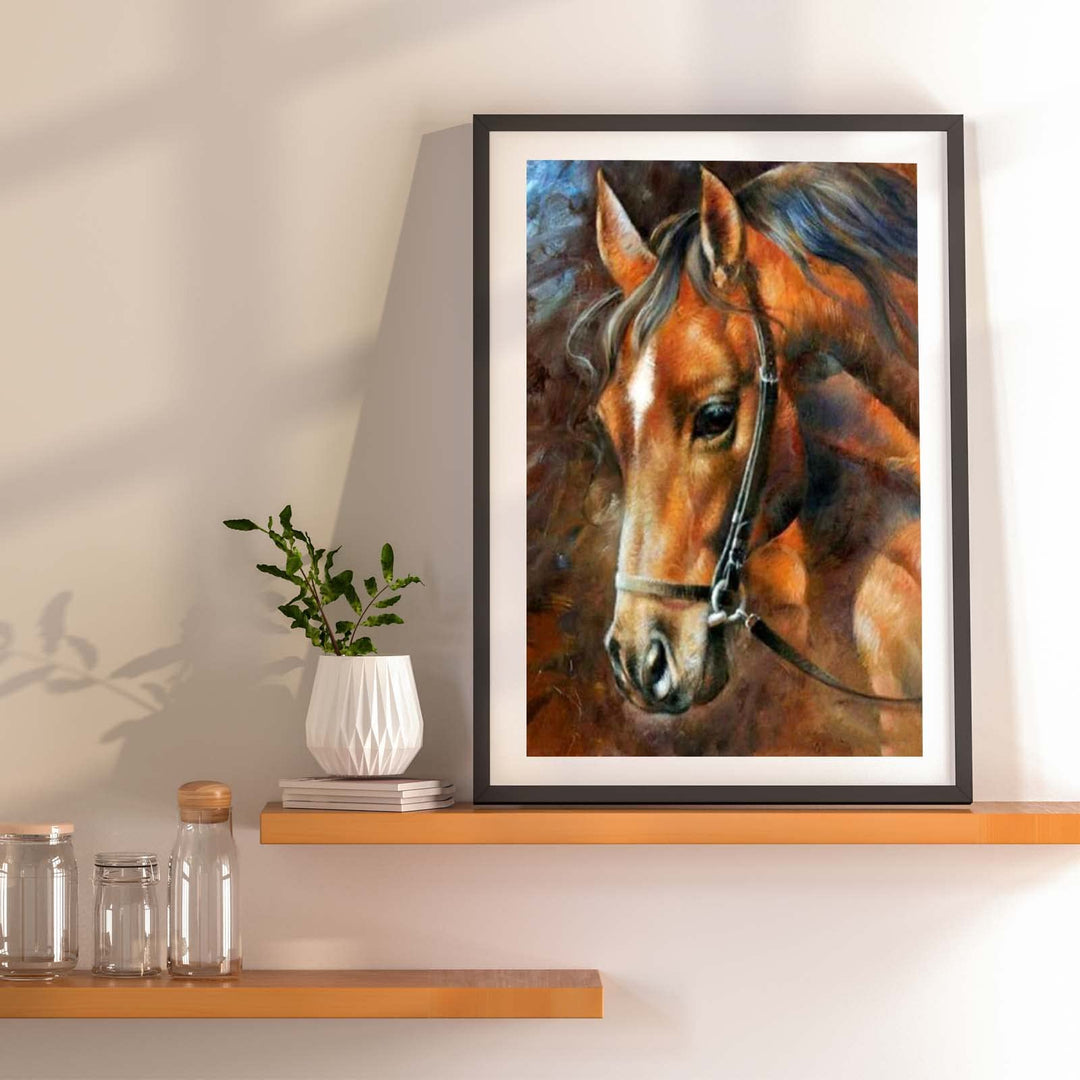Diamonds Painting Kits for Adults, Round Full Drill Diamonds Painting Kits 5D DIY Diamonds Painting by Number Kits Diamond Art Kits for Home Wall Decor Brown Horse 12x16 Inch