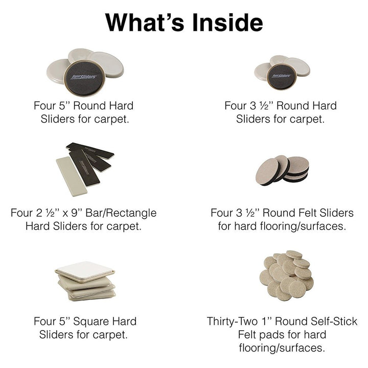 Assorted Reusable Furniture Sliders & Self-Stick Pads for Effortless Moving and Surface Protection, Beige (52)