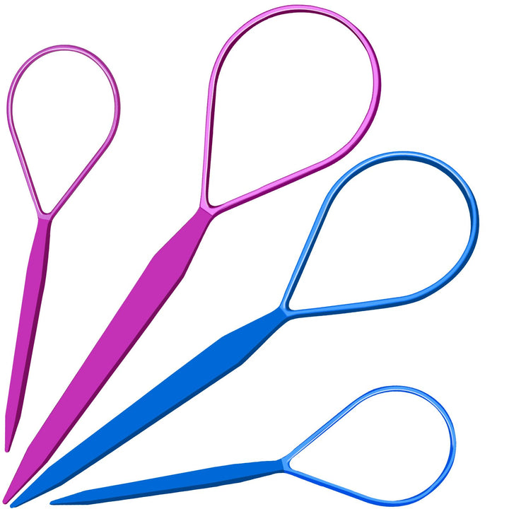 2 Pairs Topsy Hair Tail Tools, Hair Braid Accessories Ponytail Maker,French Braid Tool Loop for Hair Styling, 4pcs, 2 Colors