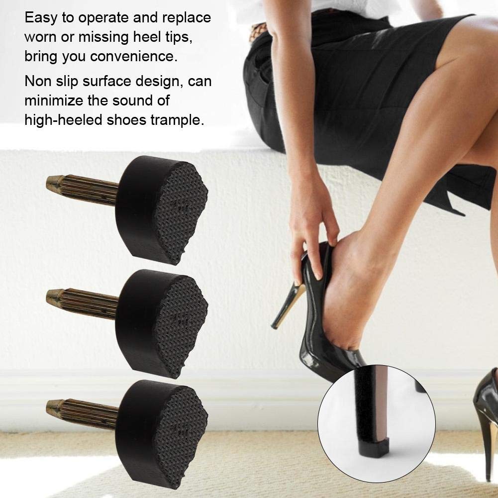 High Heel Tips Replacement,Heel Tip, High Heel Tip Non-Slip 24Pcs Heel Dowels Protector for Races, Weddings, Formal (13x13mm)