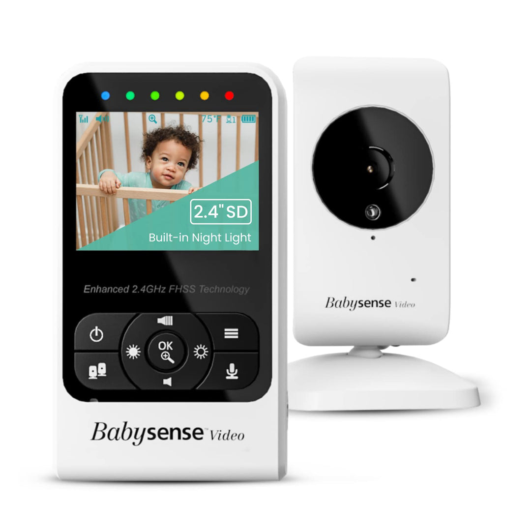 New Video Baby Monitor with Camera and Audio, Long Range, Room Temperature, Infrared Night Vision, Two Way Talk Back, Lullabies and High Capacity Battery, Model V24R