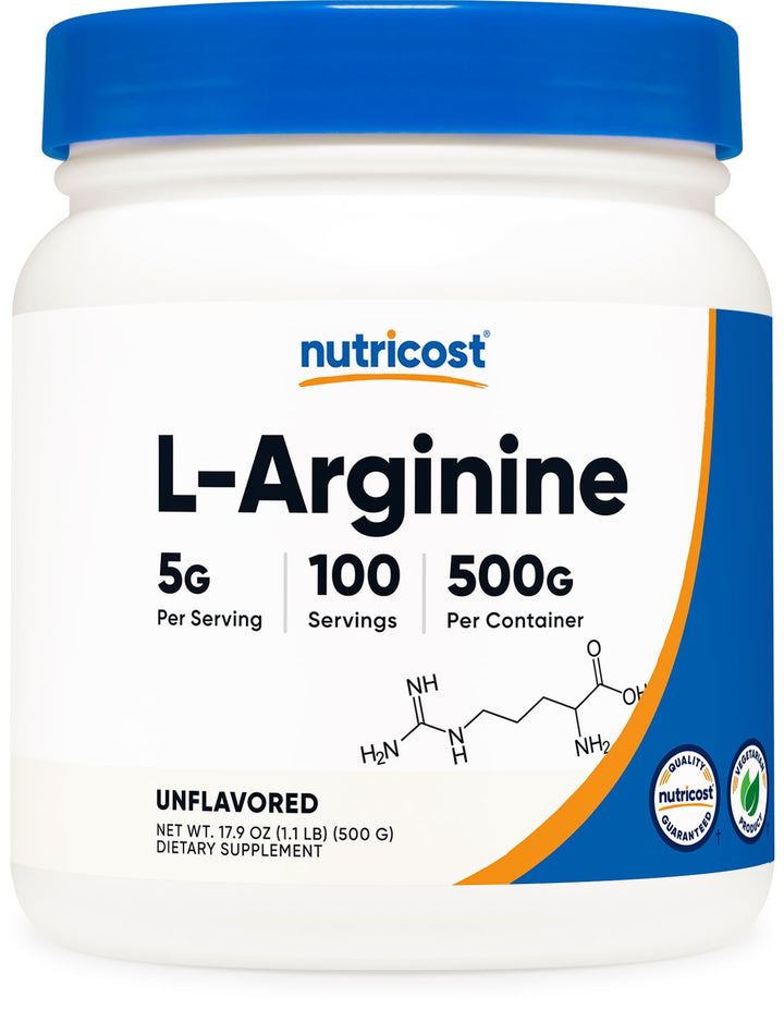 L-Arginine Powder 500 Grams (1.1lbs) - Pure L-Arginine Powder - 5000mg Per Serving; 100 Servings