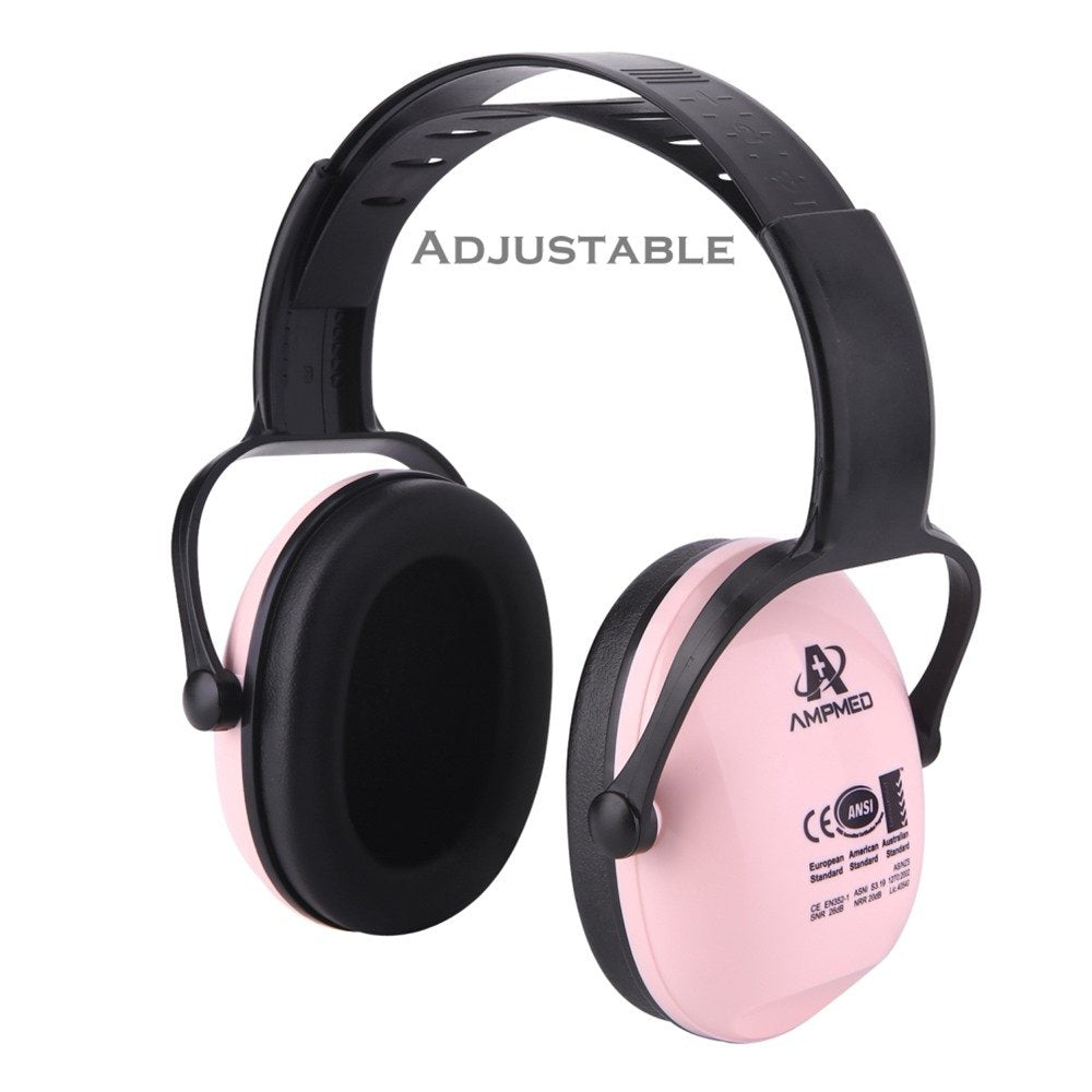 Hearing Protection Earmuff for Toddlers Kids Teens Adults - American ANSI, European CE, and Australian Standards Certified - Pink