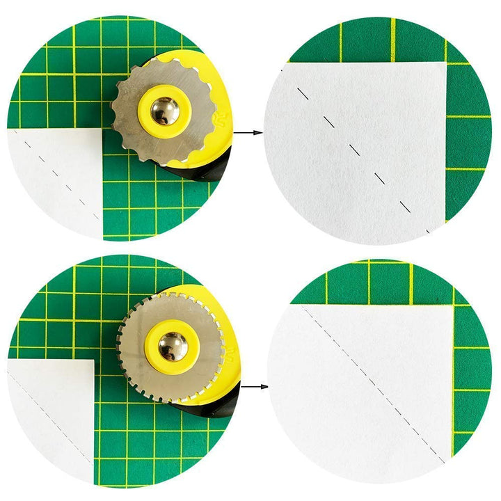 45mm Rotary Cutter Set with 9 Pack Replacement Rotary Blades Skip Rotary Blades Pinking Rotary Blades for Sewing Fabric Leather Quilting Cutter Paper Perforating Tool