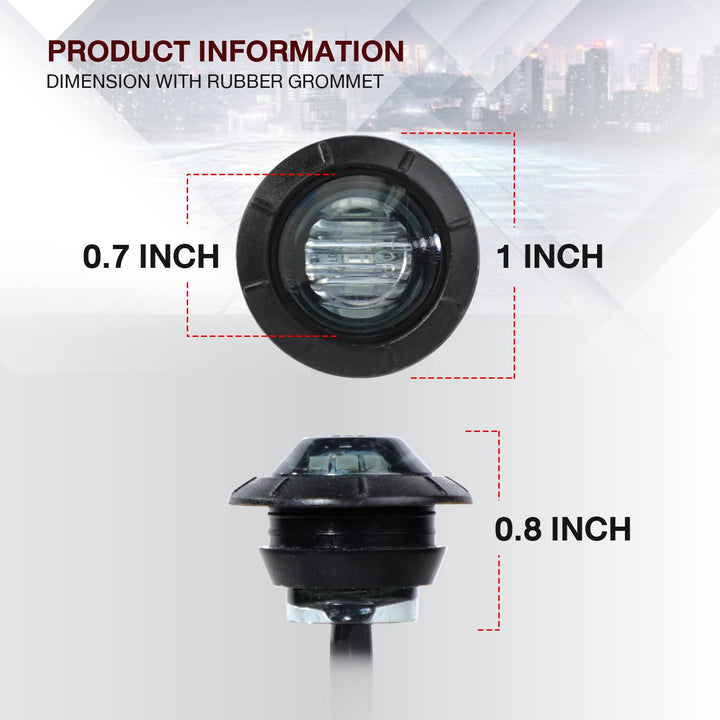 10 Pcs 3/4 Inch Mount SMOKED LENS & Red LED Clearance Markers, side marker lights, led marker lights, led side marker lights, led trailer marker lights, trailer marker light