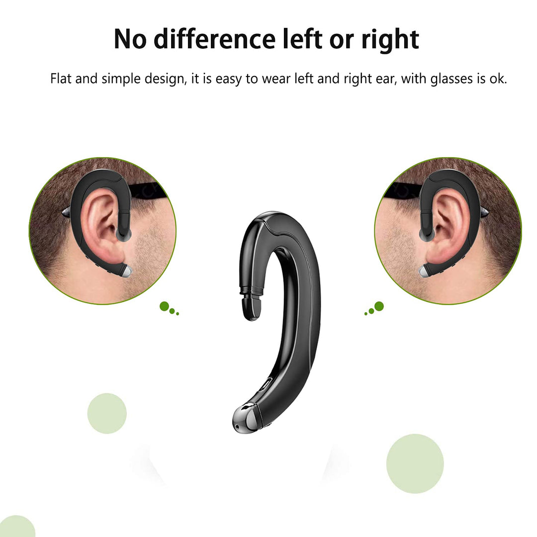 Ear Hook Bluetooth Headphone V5.0 with Mic, Painless Single Ear Wireless Headset 5 Hrs Playtime for Android Phones/iPhone X/8/7/6, Lightweight Non Bone Conduction Headphone with Ear Plug