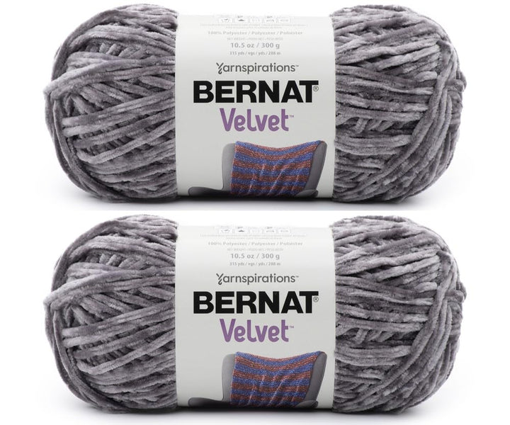 Velvet Vapor Gray Yarn - 2 Pack of 300g/10.5oz - Polyester - 5 Bulky - 315 Yards - Knitting/Crochet