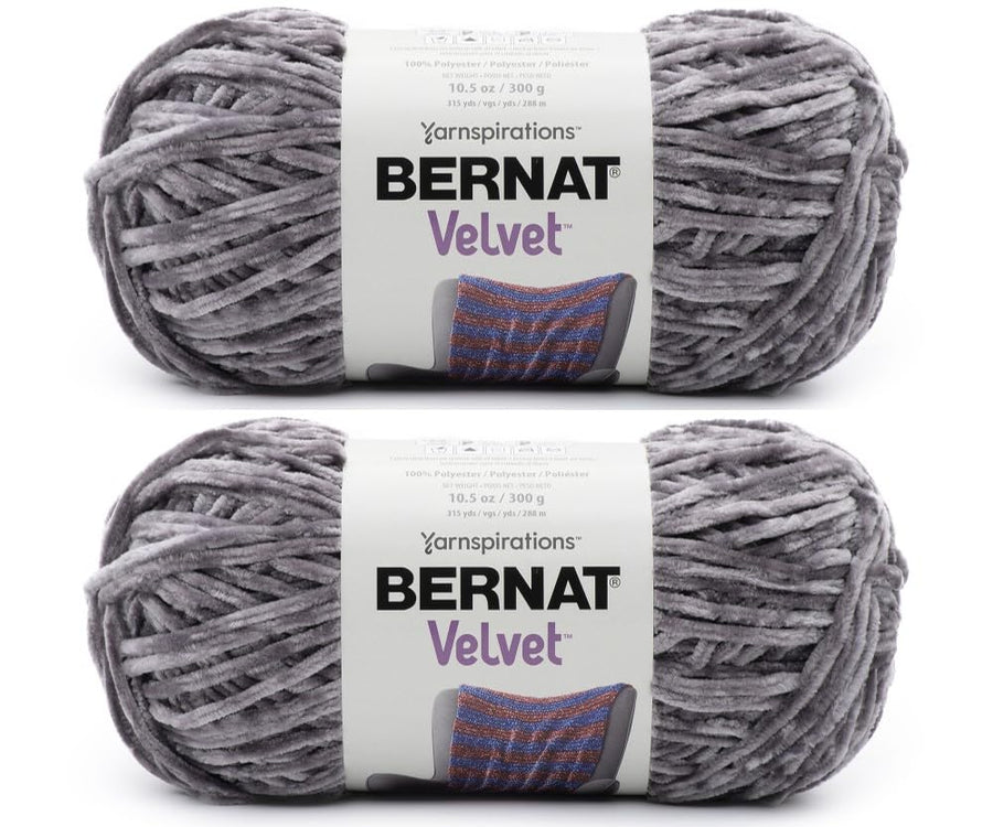 Velvet Vapor Gray Yarn - 2 Pack of 300g/10.5oz - Polyester - 5 Bulky - 315 Yards - Knitting/Crochet
