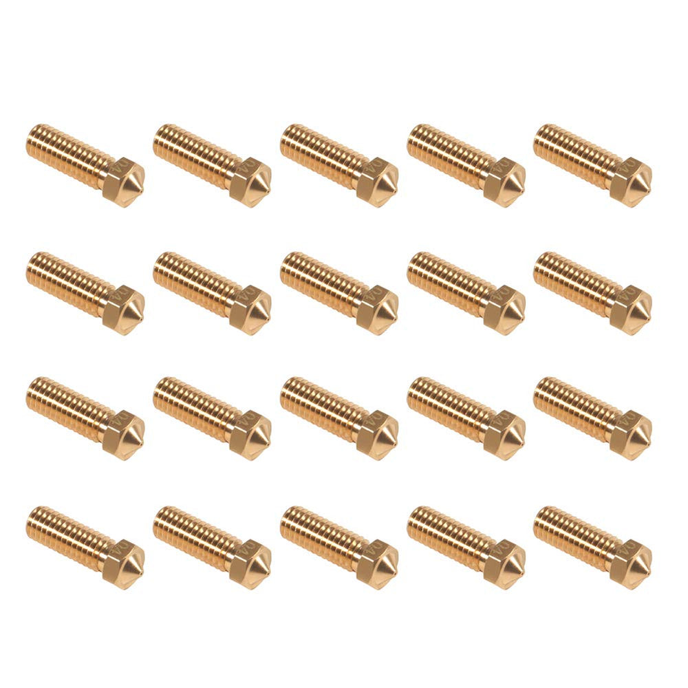 20PCS 3D Brass Volcano Nozzle M6 Thread Nozzles 0.4mm M6 Printed Head for 1.75mm Filament 3D Printer Parts Volcano Heater Block J-Head Hotend Extruder