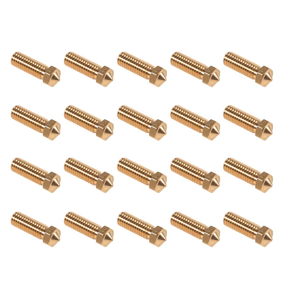 20PCS 3D Brass Volcano Nozzle M6 Thread Nozzles 0.4mm M6 Printed Head for 1.75mm Filament 3D Printer Parts Volcano Heater Block J-Head Hotend Extruder