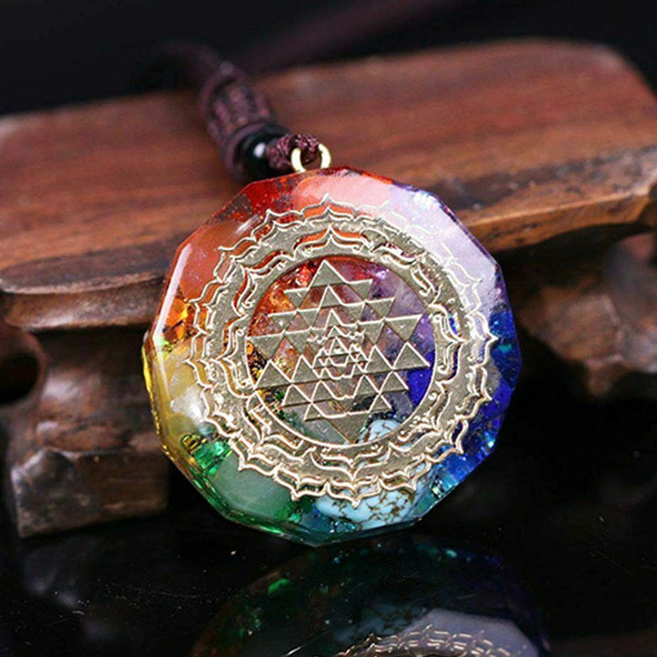 1pcs Orgonite Pendant Sri Yantra Necklace Sacred Geometry Chakra Energy Necklace Gift