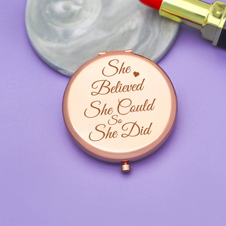 Inspirational Gift for Women Girls Graduation Gifts for Girls Compact Pocket Makeup Mirror Rose Gold Mirror Encouragement Gift for Her Mom Daughter Girls Friends Sisters Boss Lady Promotion Gift