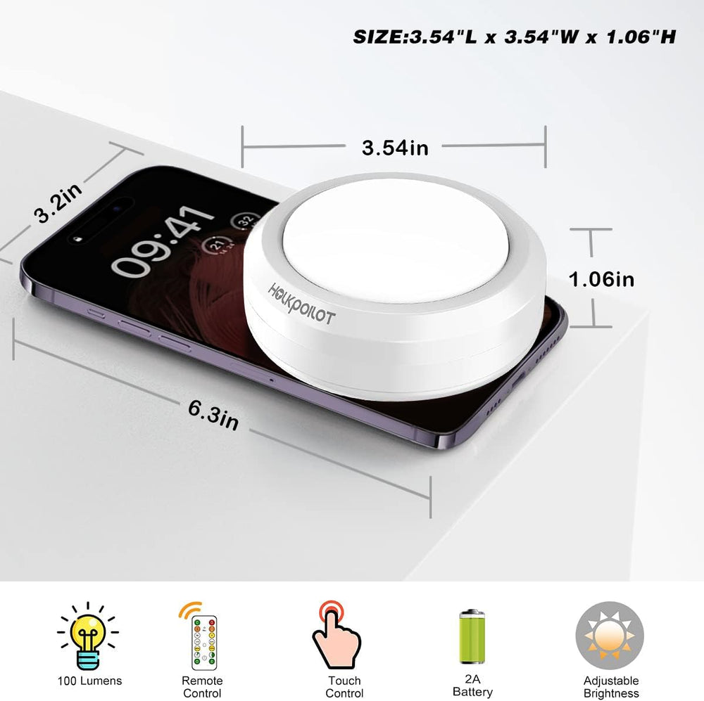Puck Lights with Remote Control, Under Cabinet Lighting Battery Operated, Under Counter Cabinet Puck Lighting, Kitchen Cabinet Lights Wireless Stick On Lights White (4pack)
