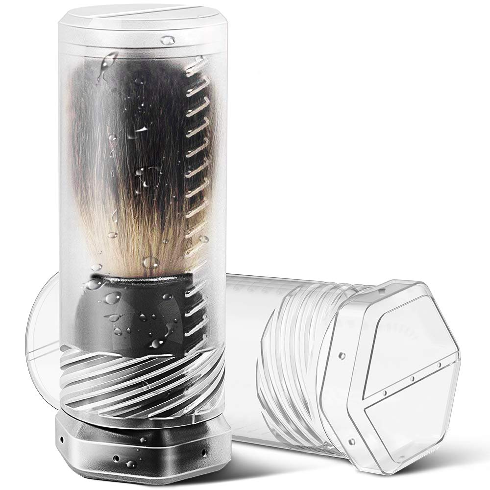 Shaving Brush Travel Case, Shave Brush Holder Stand with Adjustable Height Compatible Most of Shaving Brushes (Brush not Included) White