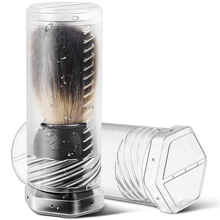 Shaving Brush Travel Case, Shave Brush Holder Stand with Adjustable Height Compatible Most of Shaving Brushes (Brush not Included) White