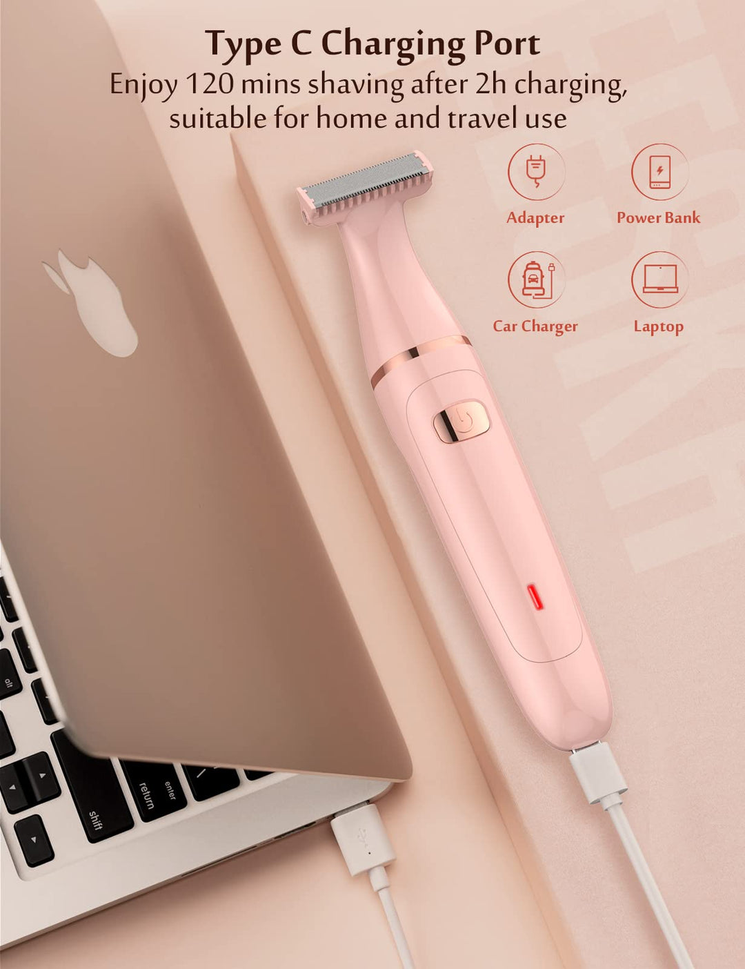 Electric Bikini Trimmer and Shaver for Women, 3-in-1 Electric Lady Razor for Bikini Legs Pubic Hair,Painless Bikini Trimmer Rechargable, Women Body Trimmer with 3 Trimmer Heads, IPX7 Waterproof