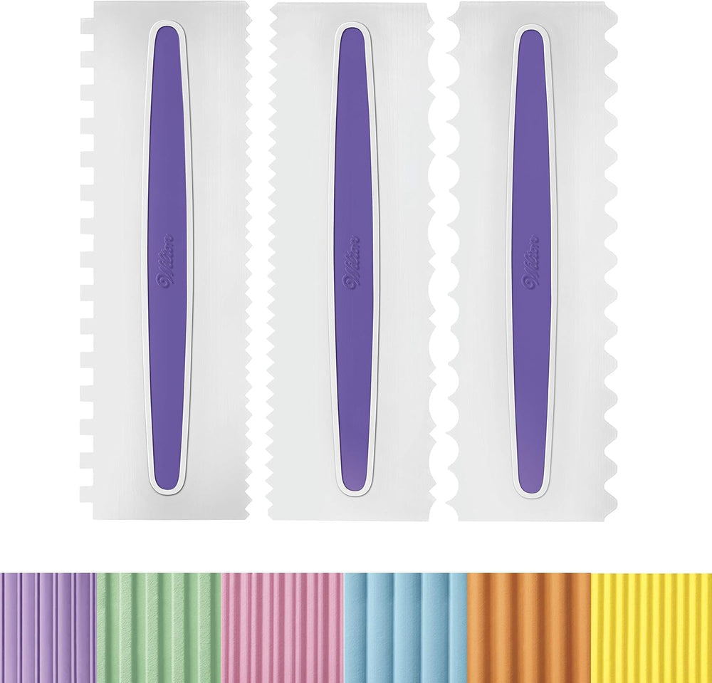 Comb Icing Smoother Set-3 Piece, White/Purple