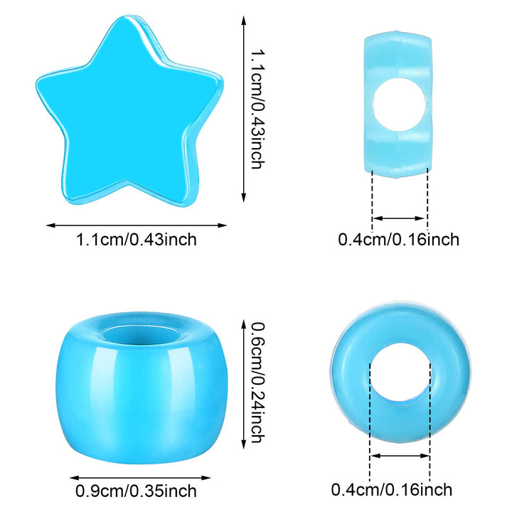 500 Pieces Colorful Pony Beads Star Pony Beads Barrel Shape Large Hole Acrylic Beads Bracelet Kawaii Rainbow Necklace Jewelry Making Craft Beads for Christmas Valentine's Giving DIY Jewelry Making