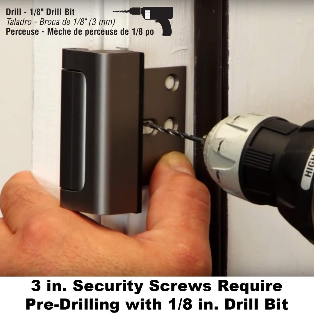 Prime-Line U 10827 Door Reinforcement Lock – Add Extra, High Security to your Home and Prevent Unauthorized Entry – 3 In. Stop, Aluminum Construction, Satin Nickel (Single Pack)