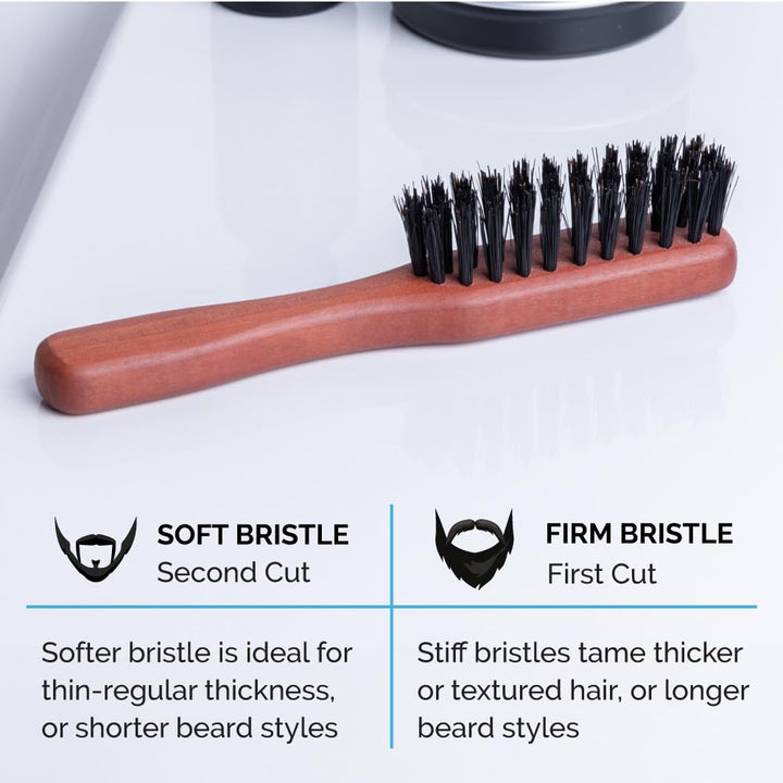 Boar Bristle Beard & Mustache Handled Brush for Men, Soft Bristles, Travel Beard Care Brush with Handle (Made in Germany) J92