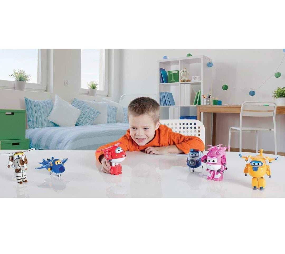 Toys, Jett Transformer Toys 5 Inch, Airplane Toy for Kids 3-5 Years Old, Transforming from Toy Jet to Robot, Real Mobile Wheels, Birthday Party Supplies for Preschool Boys and Girls Red