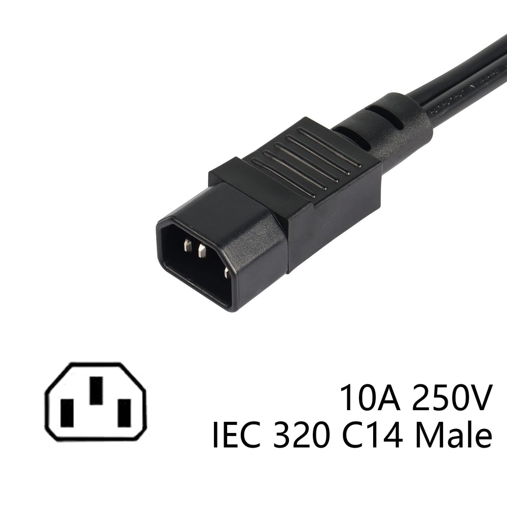 1ft C14 to C13 and NEMA 5-15R Y Splitter Power Cord, IEC 320 C14 Male to C13 Female & Nema 5-15R Female Splitter Power Cable(C14-C13/5-15R)