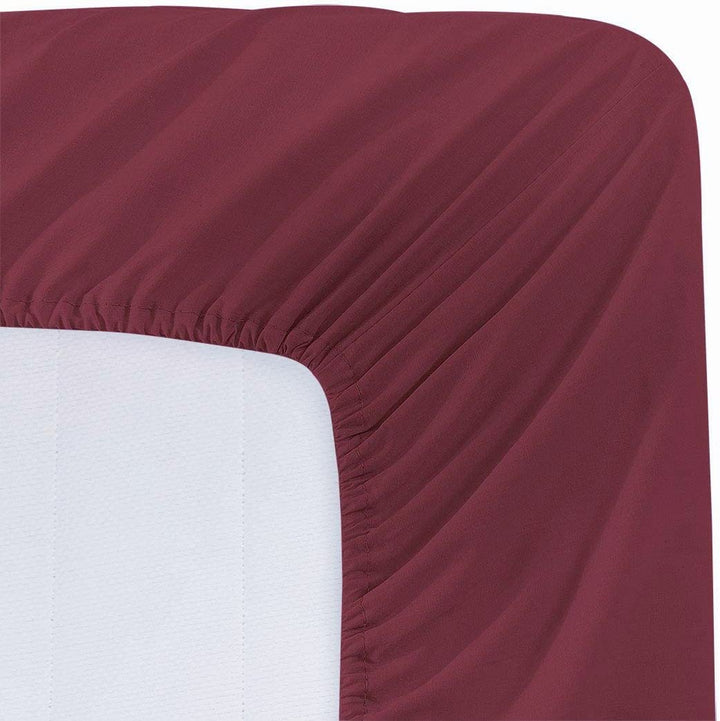 1 Piece Fitted Bed Sheets Set Microfiber 1800 Series Bottom Bedding Sheets - Deep Pockets (Burgundy, Queen)