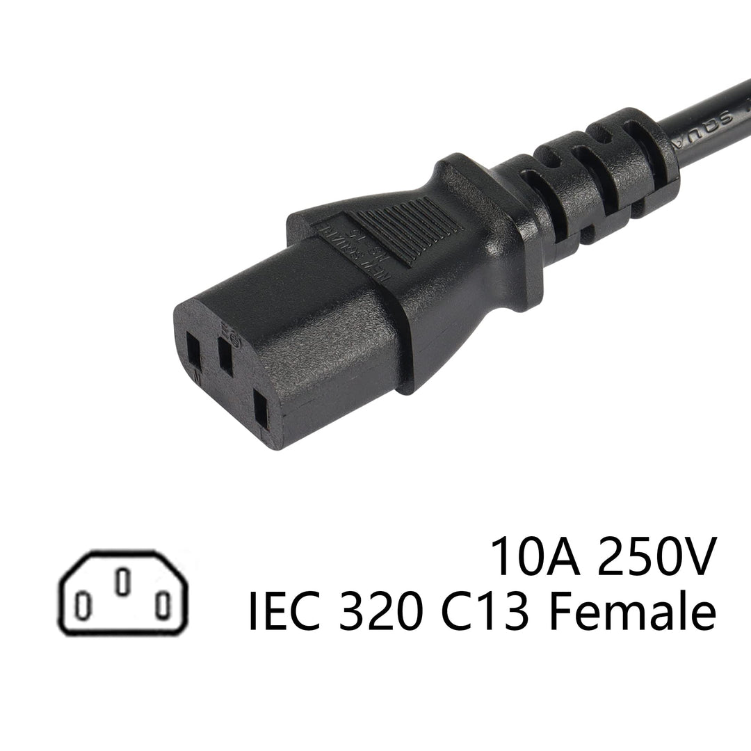 1ft C14 to C13 and NEMA 5-15R Y Splitter Power Cord, IEC 320 C14 Male to C13 Female & Nema 5-15R Female Splitter Power Cable(C14-C13/5-15R)