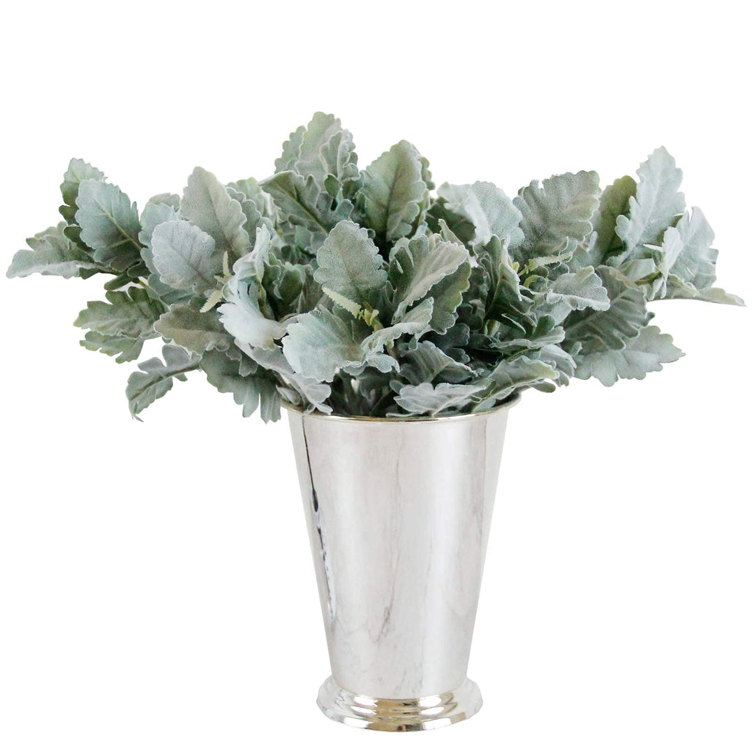 Artificial Flocked Lambs Ear Leaves Dusty Miller Stems Flocked Oak Leaves Lamb's Ear Leaf for Home Wedding DIY Floral Arrangement (Silver Dusty Miller, 10)