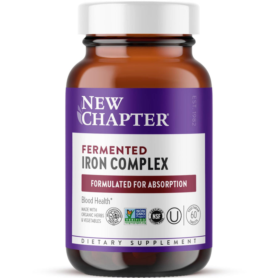 Iron Supplement, Whole-Food Fermented Iron Complex Made with Organic Vegetables & Herbs + One Daily Non-Constipating Dose- 60ct, 2 Month Supply