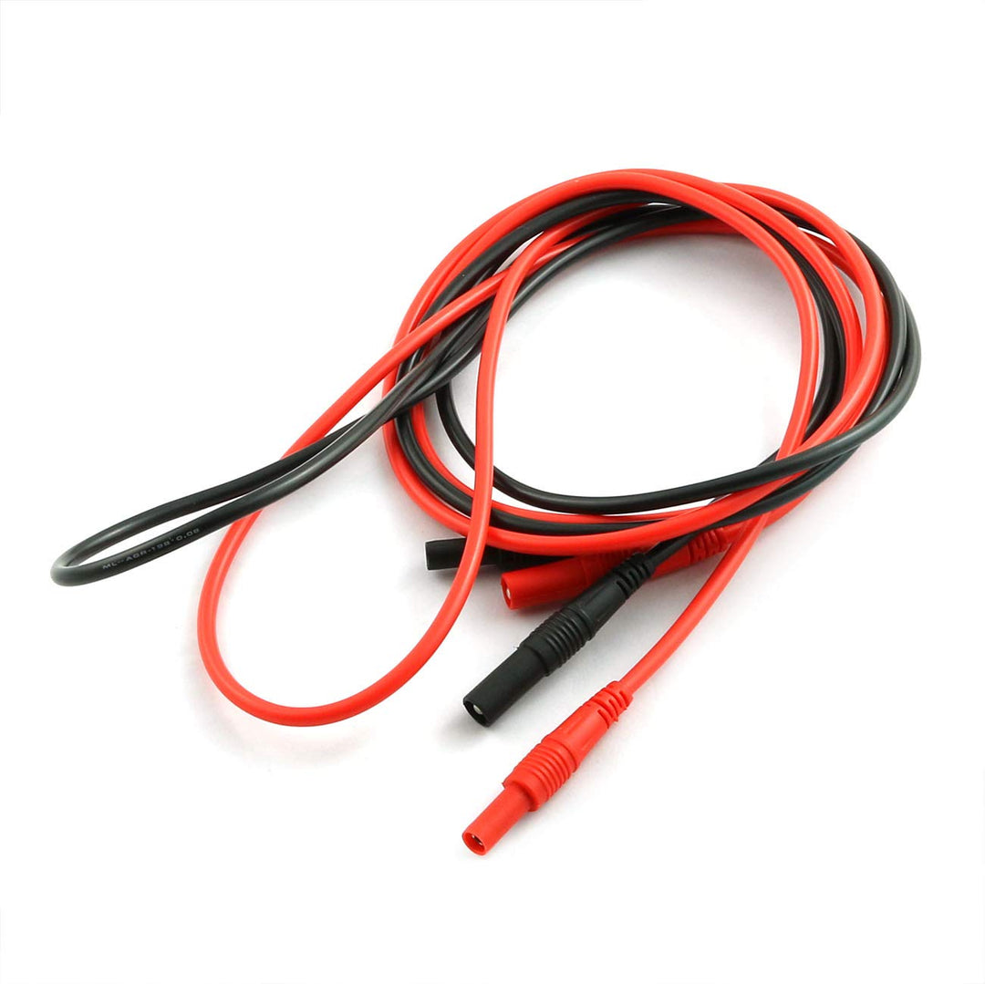 2pcs Meter Test Lead Extension Male to Female Connector 4mm Banana Plug to Jack Heavy Duty Silicone Wires Multimeter Leads Probes Adapter (1pcs Red + 1pcs Black)
