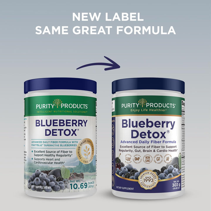 Advanced Blueberry Detox Daily Fiber Formula Featuring PurityBlue Organic Wild Blueberries - A Full 6 Grams of Detoxifying, Regularity Promoting Prebiotic Fiber - 30 Servings