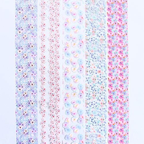 Flower Nail Art Foil Transfer Stickers 10 Rolls Flowers Floral Starry Sky Star Foil Adhesive Stickers Flower Nail Decals Manicure Tips Nail Art Supplies for Women Acrylic Nails Decorations Decor Set
