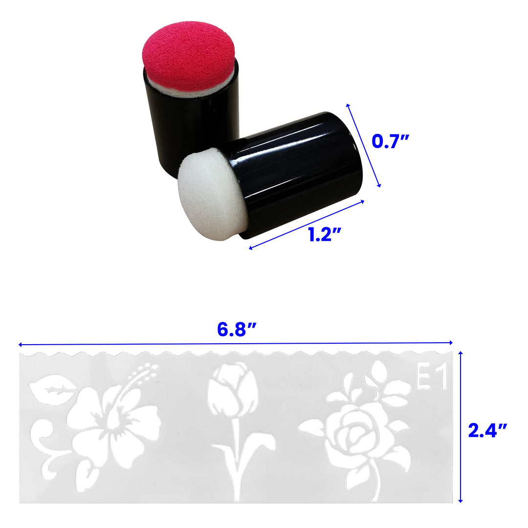 20Pcs Finger Sponge Daubers, Finger Painting Sponge with 8Pcs Flower Stencil Templates for Arts and Craft Painting Projects-Daubers for Stamping, Drawing, Ink, Card Making