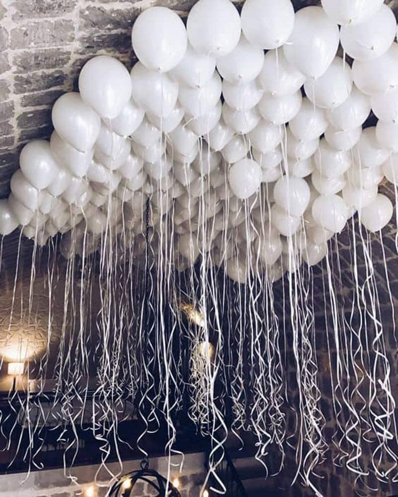 50 Pack Pearl White Balloons 12 Inch(Thicken 3.2g/pcs) Round Helium Pearlized Balloons for Wedding Birthday Christmas Party Decoration (White)