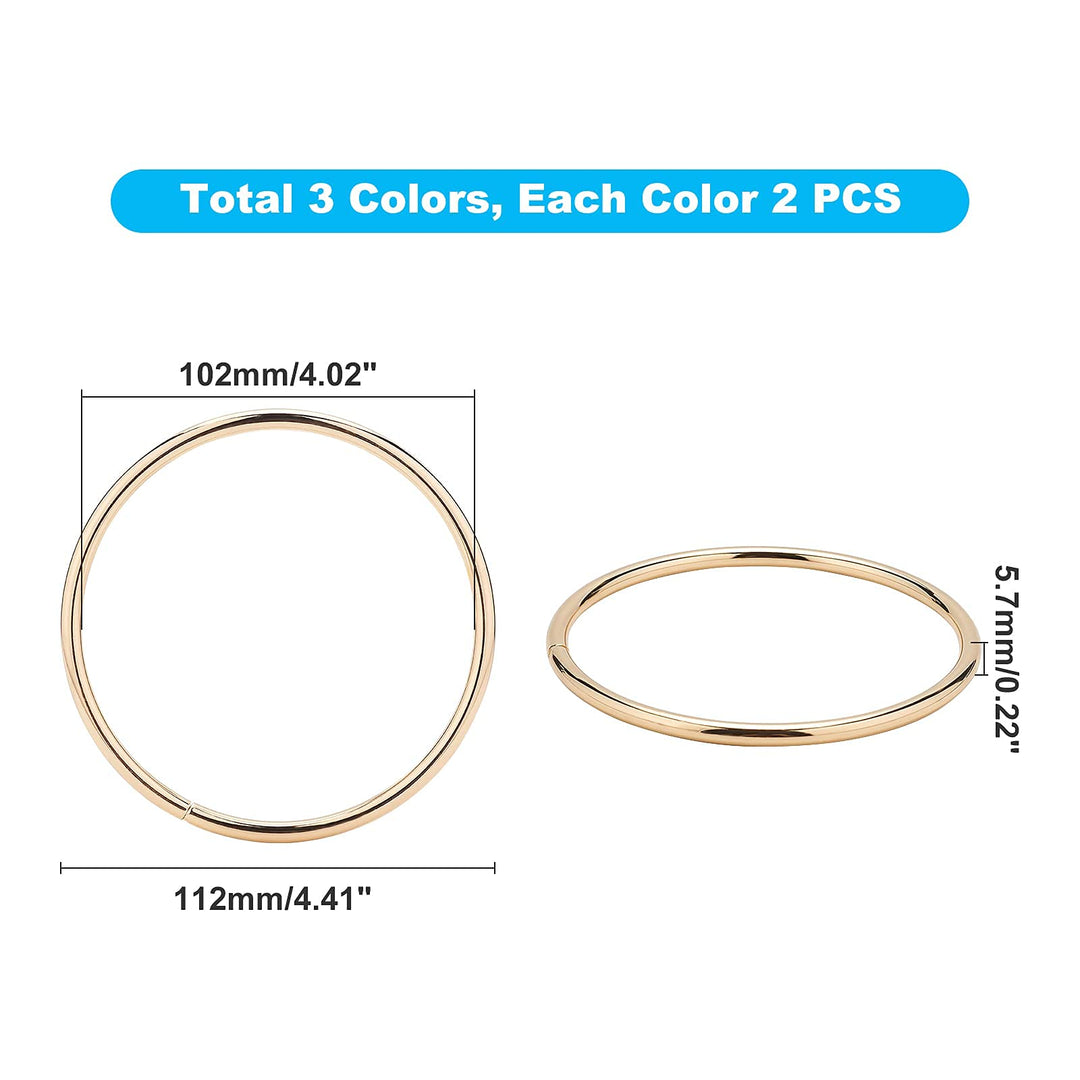 6pcs Ring Purse Handles Replacement 4.4 Inch Handbag Handle Purse Handles Replacement Purse Making Supplies for Crocheted Bags Bag Making, Purse Making, Handle Replacement 3 Colors