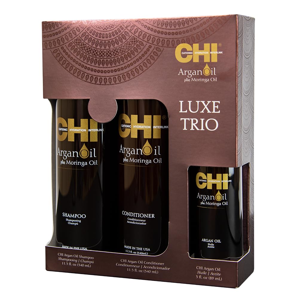 Argan Oil plus Moringa Oil Luxe Trio Kit with Shampoo, Conditioner and Moringa Oil (Set of 3), 11 fl. oz.
