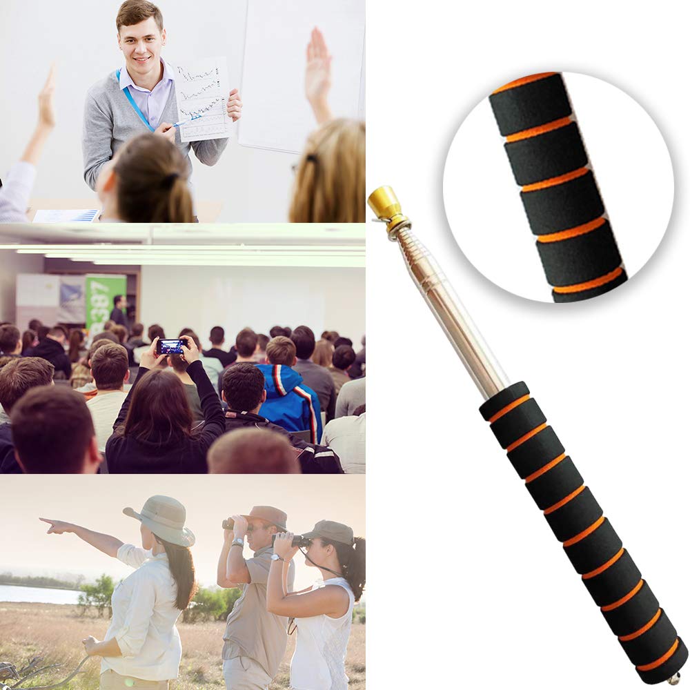 2.5 M Telescopic Handheld Flagpole Extendable Tour Guide Flag Pole Teaching Pointer Stick with Anti-Slip Grip for Teaching Tour Groups Camping Outings