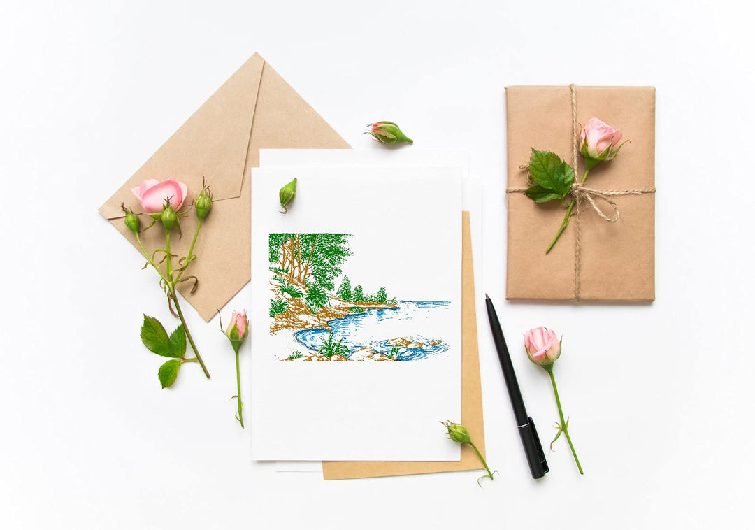 Lake River Scenery Trees Clear Stamps for Card Making Scrapbooking Crafting DIY Decorations, Background Transparent Silicone Seal Stamps for Embossing Album Crafts