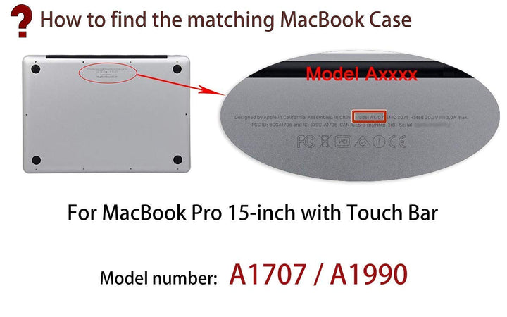 Smooth Matte Hard Case Compatible with 2016-2019 Release MacBook Pro 15 inch with Touch Bar & USB-C, Model A1990 A1707, Black