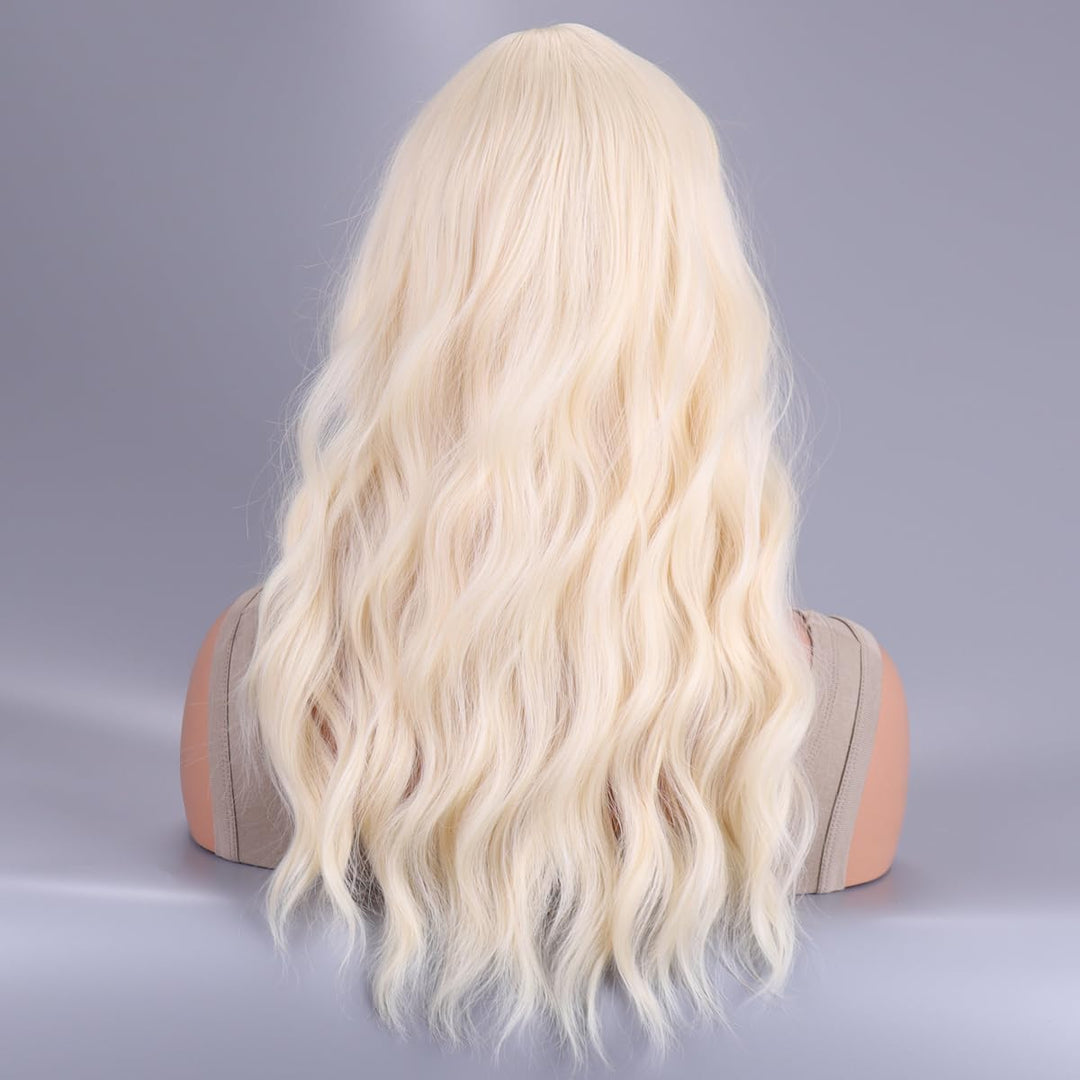 Ombre Wig Long Wavy 2 Tone Black and Purple Ombre Wig Dark Roots Heat Resistant Fiber Full Wigs for Women (Black to Purple)
