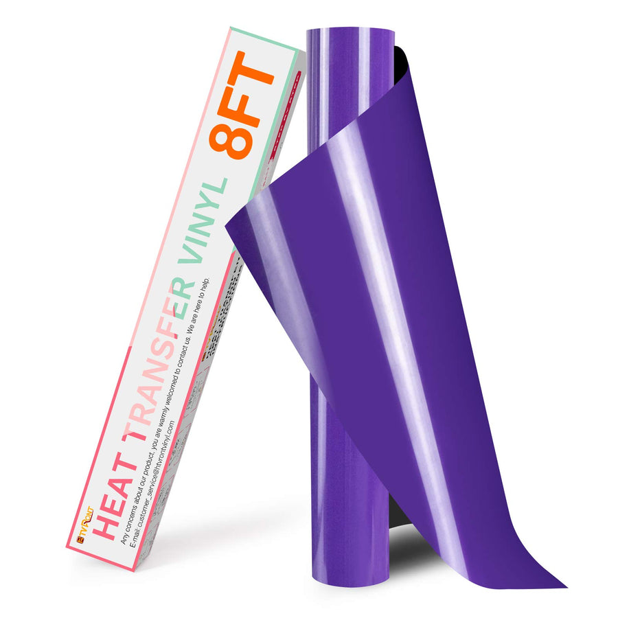 HTV Vinyl Rolls Heat Transfer Vinyl - 12 x 8ft Purple HTV Vinyl for Shirts, Iron on Vinyl for Cricut & Cameo - Easy to Cut & Weed for Heat Vinyl Design (Purple)
