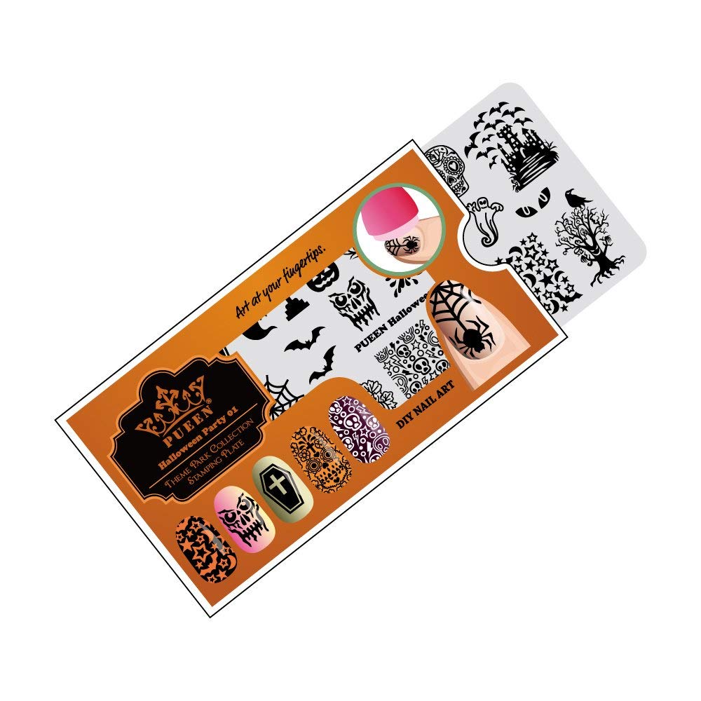 Nail Art Stamping Plate - Halloween Party 01 - Theme Park Collection 125x65mm Unique Nailart Polish Stamping Manicure Image Plates Accessories Kit - BH000725