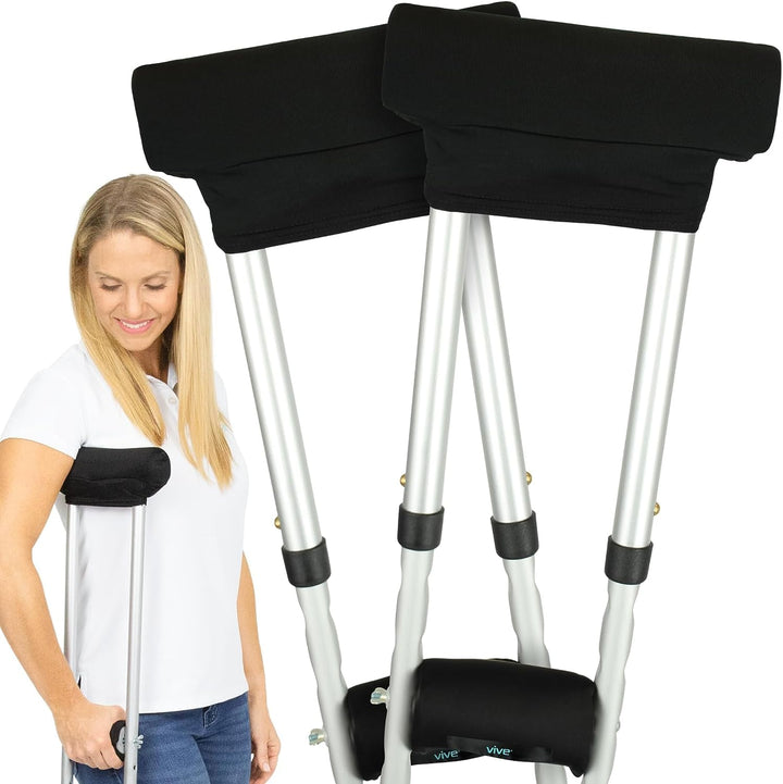 Premium Crutch Pads & Hand Grips - Comfortable, Breathable, Machine Washable Padding - Moisture Wicking & Odor Reducing Pillow Accessory Covers for Adult & Youth Walking Crutches