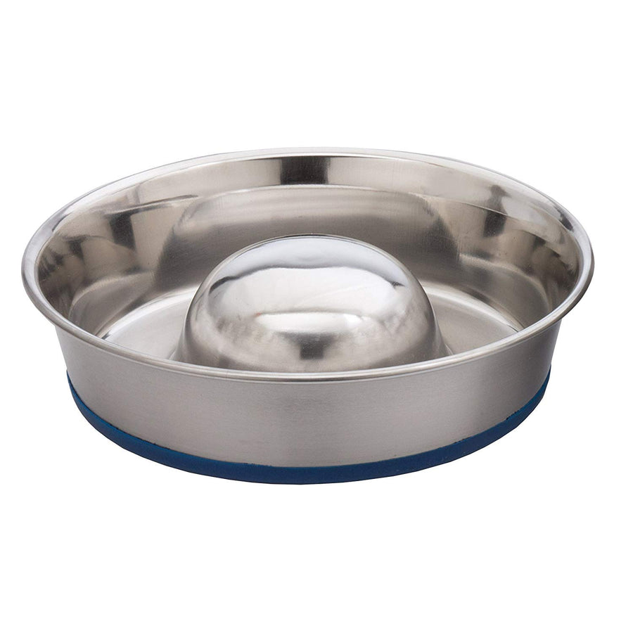 OurPet's DuraPet Slow Feed Premium Stainless Steel Dog Bowl, Silver (2040010301)