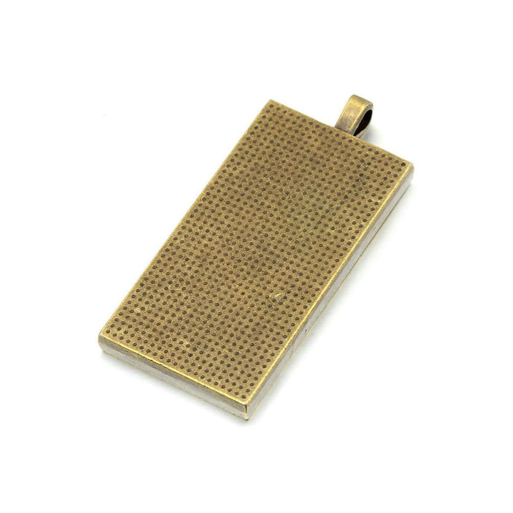 10 Pieces 25mm X 50mm Antique Bronze Rectangle Pendant Trays Pendant Blanks Cameo Bezel Settings for Photo Charm,Cabochon and Jewelry Making