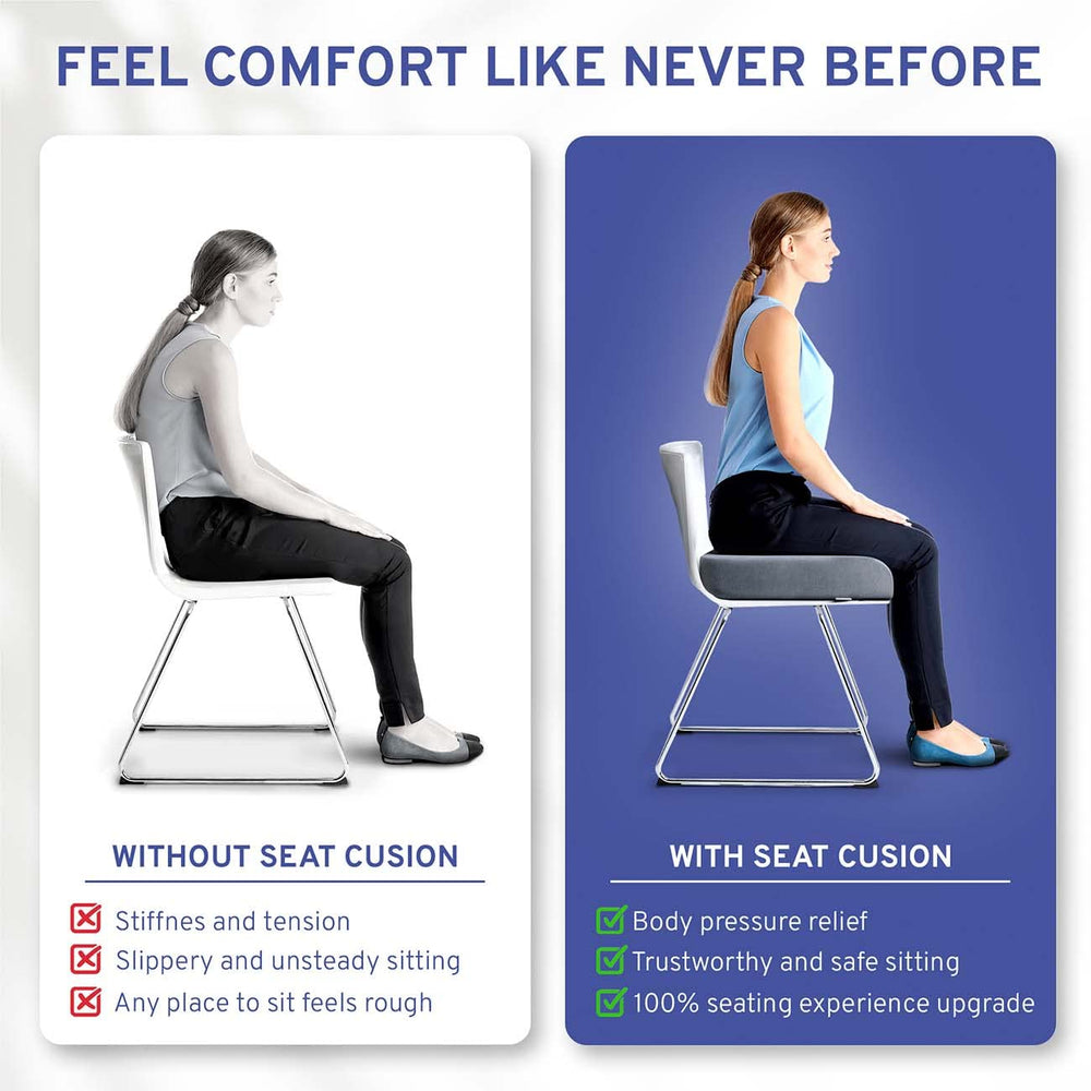 Seat Cushion Extra Large - Firm Memory Foam Chair Pad for Recliner, Office Chair, Driving Car, Floor Seating, Patio Furniture, Wheelchair, Bariatric Overweight Users 19”x17”x3”